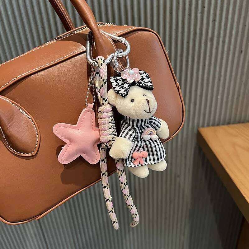 Fashion Little Bear Key Chain five-pointed star braided rope Pendant girl Backpack decoration X251224