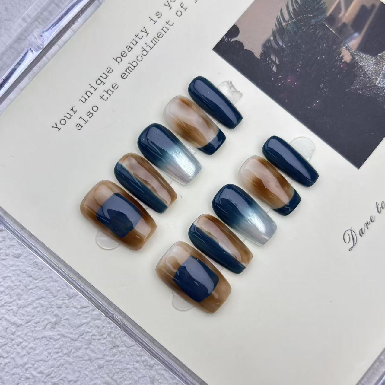 original light luxury ins caramel cool color smudge French gradual change explosion white handmade armor