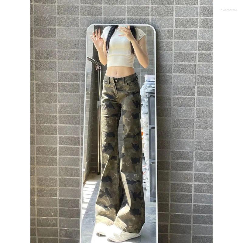 Women's Jeans Camouflage Flare For Women Winter Seller Street Style Versatile Low Waisted Slimming Tummy Hiding Non Clingy Pants Z260313