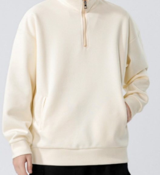 a68 Men Long-sleeved Autumn and Winter Heavy Loose Solid Color Lapel Youth Casual