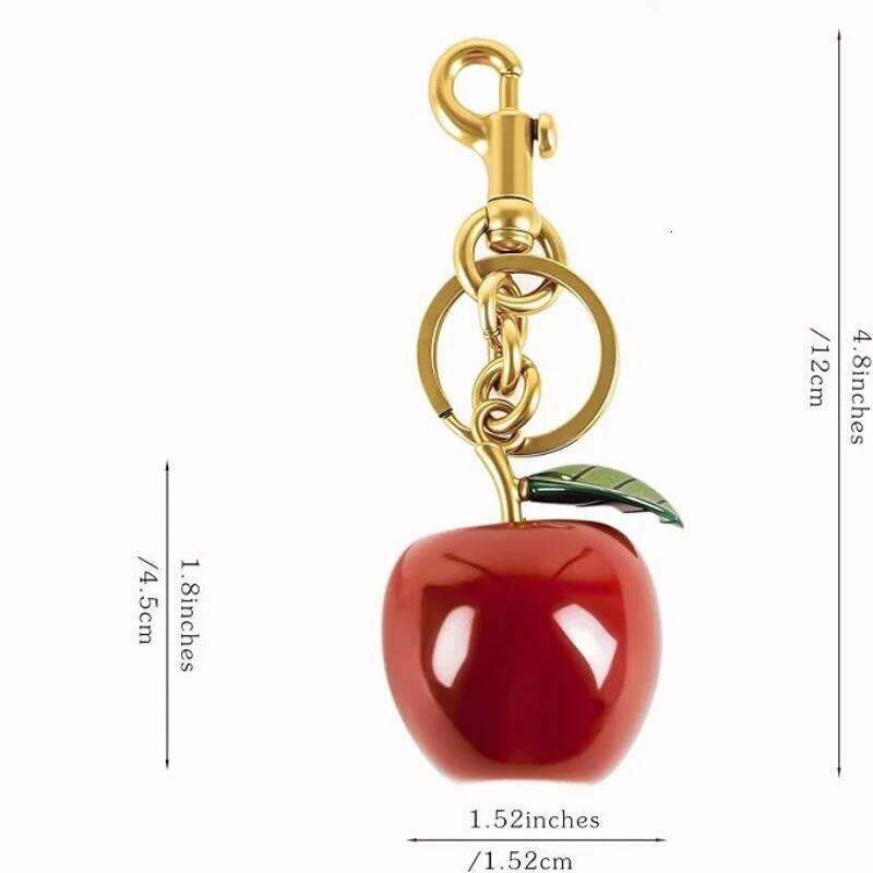 New Trendy Gold Color Resin Crimson Apple Keychain Fashion Luxury Bag Car Pendant Christmas Jewelry Gift Accessories X251224
