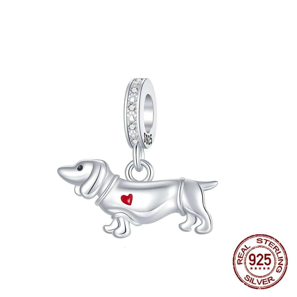 925 Sterling Silver Dachshund Puppy Sausage Dog Pendant Fit Original Charm Bracelets Women DIY Jewelry Gift X251224