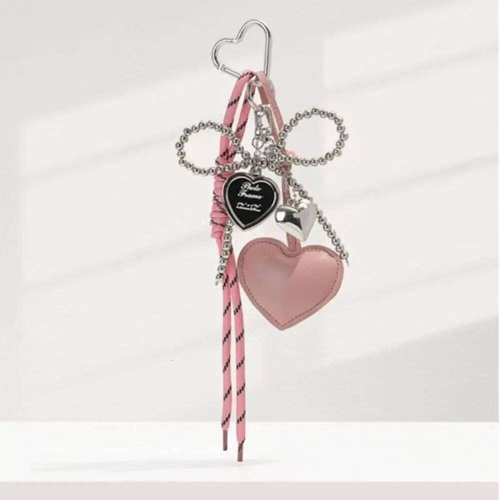 Creative Glossy Leather Pearl Bow Keyring Y2k Long Tassel Love Heart Backpack Pendant Charms Handmade Bag Purse Decor Gift X251224