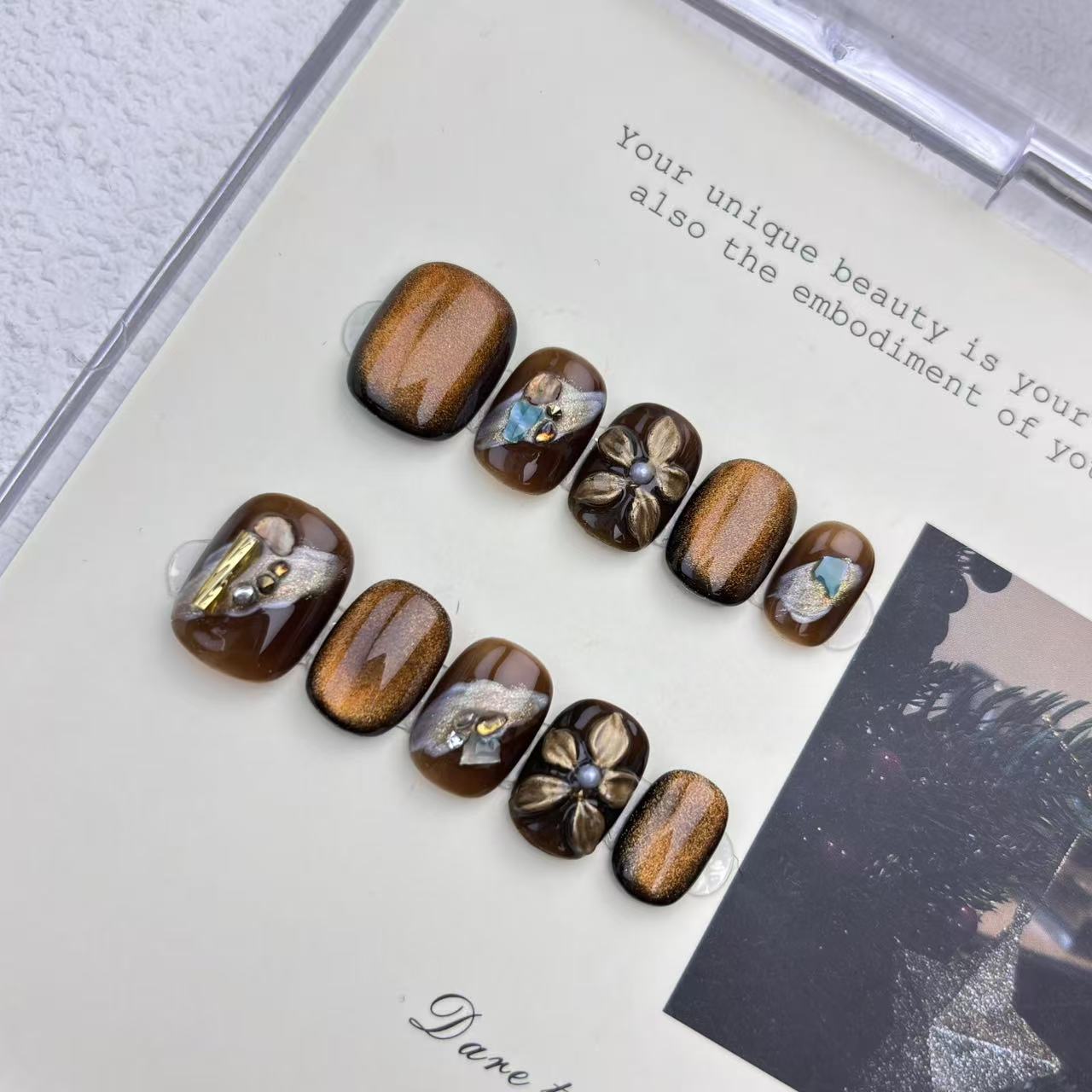 pure handworn armor metal carving contrasting colors personalized design advanced whitening ins cats eye