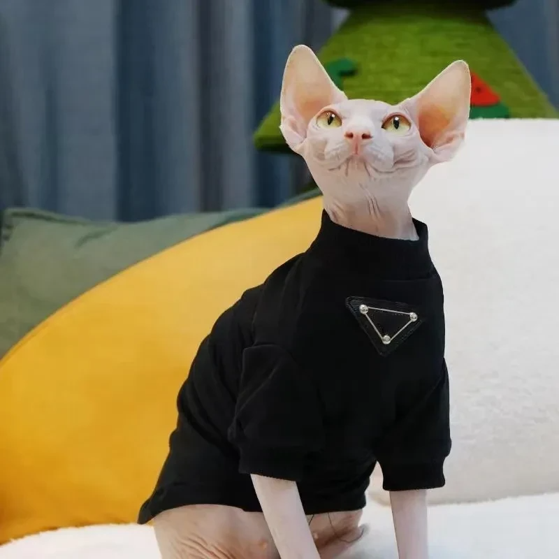 Designer Dog Turtleneck Shirt Brand Pet Apparel for Puppies & Hairless Cats Sphynx Cornish Rex Breathable Pullover Vest Top