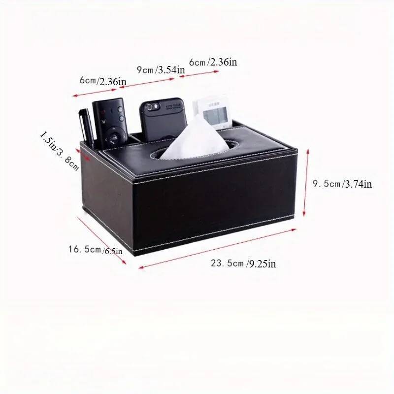 Elegant Faux Leather Tissue Box Cover with Remote Holder - Stylish Living Room Decor, Desktop Storage Organizer ddmythur
