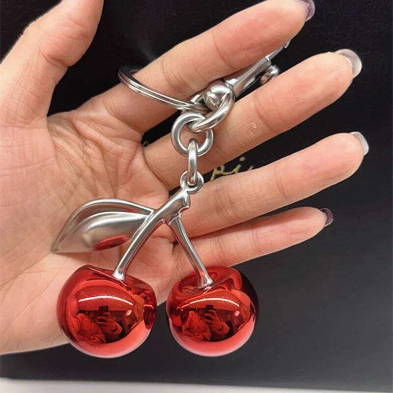 Fashion Glitter Mirror Face Red Cherry Pendant For Handbag Shoulder Bags Women's Keychain Bag Charms Accessories Gift X251224