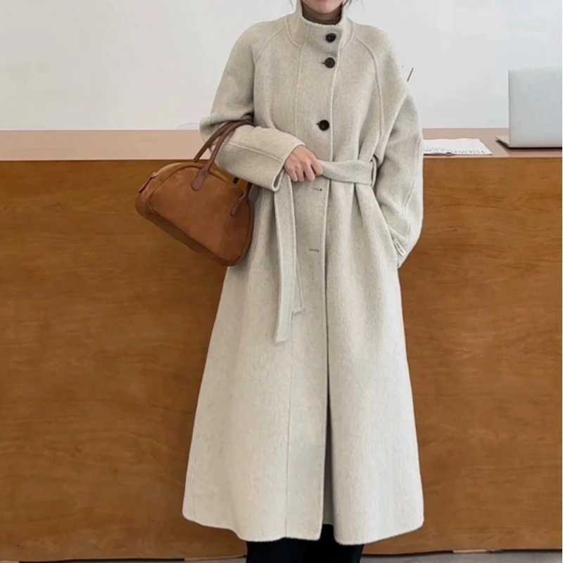 Double Sided Cashmere Coat For Women 2025 Winter New Temperament Turtleneck Woolen Overcoat Female Loose Woolen ClothesT251224