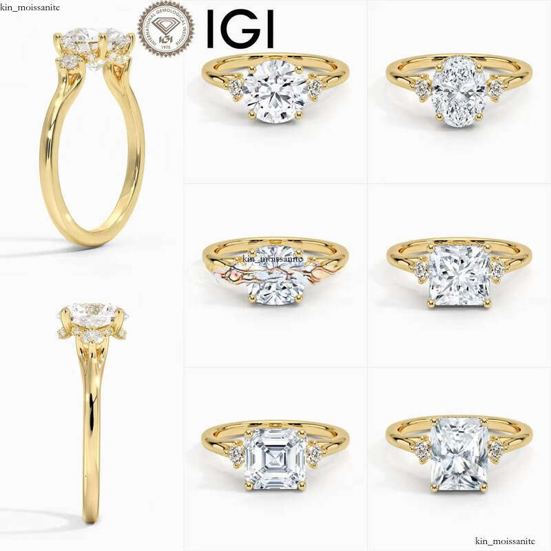CVD/HTTP Marquise Cut IGI Lab-Grown VVS Moissanite 9K 10K 14K 18K Pure Gold 1ct 1.5ct 2ct Three-Stone Halo Engagement Ring