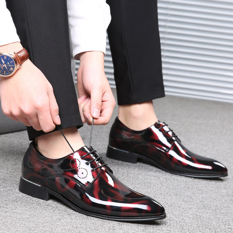 Plus Size Men's Pointed Toe Patent Leather Shoes Lace-Up Formal Business Shoes for Casual Office Wear plus size 38-50