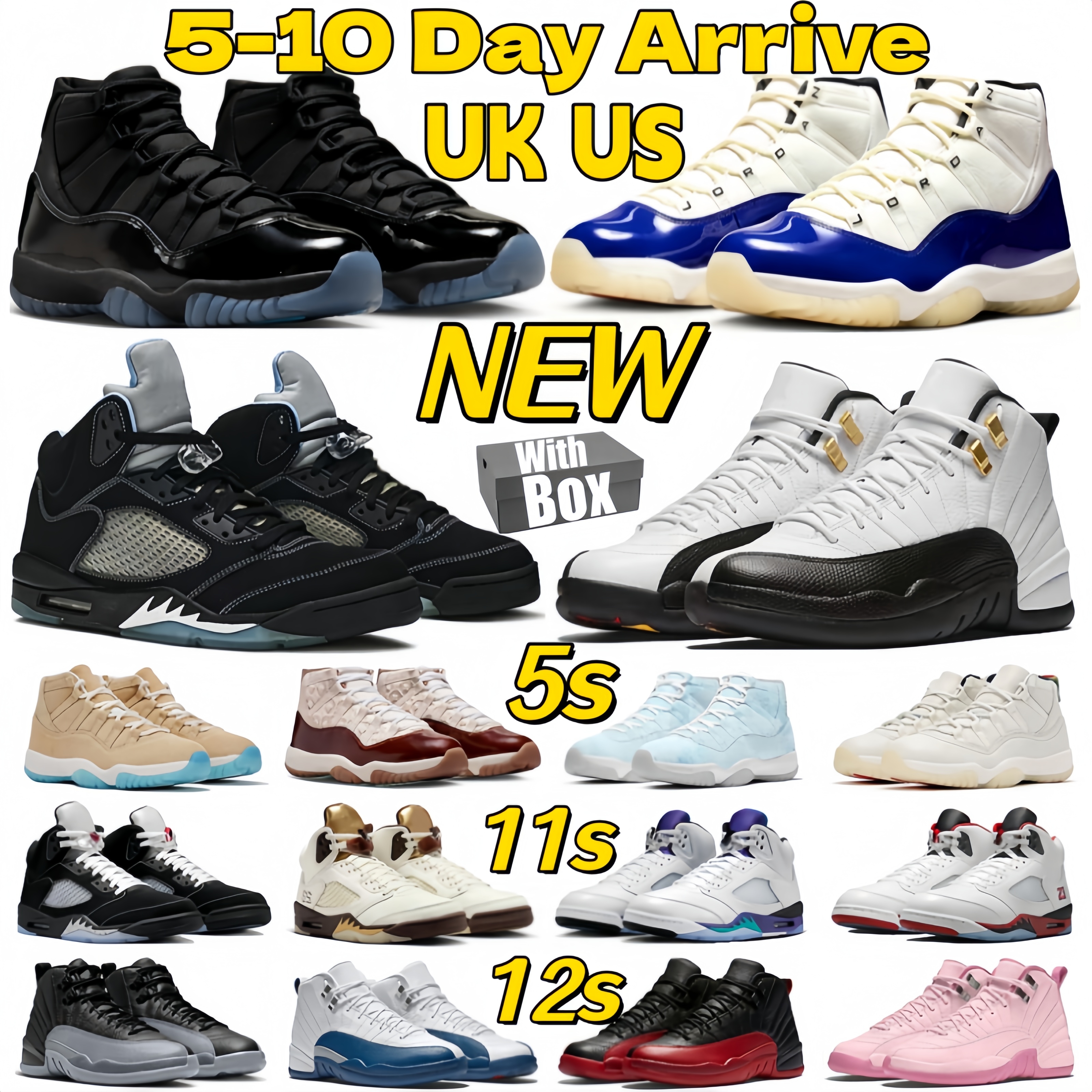 With Box designer shoes 5s 12s 11s basketball shoes for men women Pink Blue White Black Cool Grey mens sneakers womens trainers sports outdoor shoes 36-47