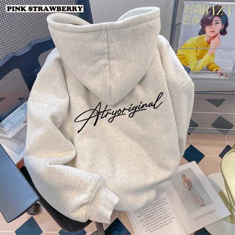 White-gray letter printed hooded sweatshirt for men and women 25 autumn-winter new fashion loose casual Y2K top mens tracksuitT251224