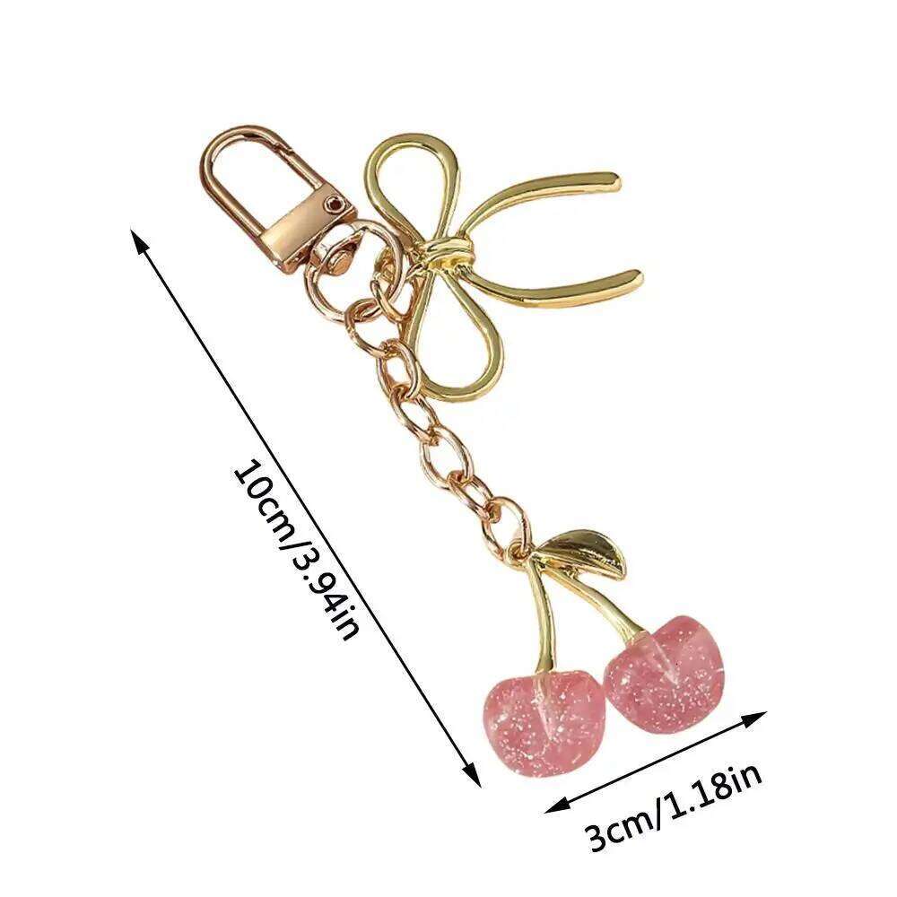 Charms Fruit Chain Accessory Simulated Cherry Sparkling Keychain Bag Pendant Cute Cartoon DIY INS Key Chains X251224