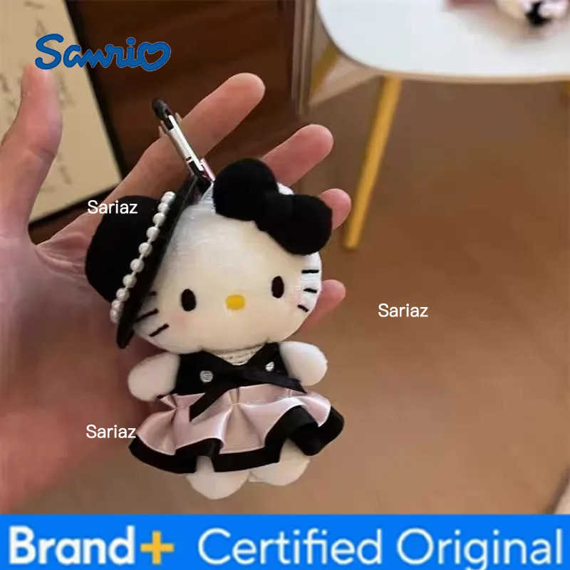 Sanrio Plush Filled Pendant Keychain Kawaii Hat Exquisite Dolls Hello Kitty Satin Skirt Bag Pendant A Birthday Gift for Girls H2512251