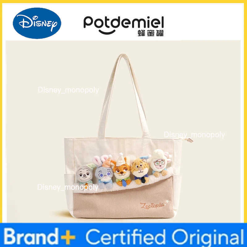 Disney Official Zootopia Toy Story Tote Bag-Plush Doll Shoulder Bag with Large Travel Capacity for Women Girls Hot College Gift H251225