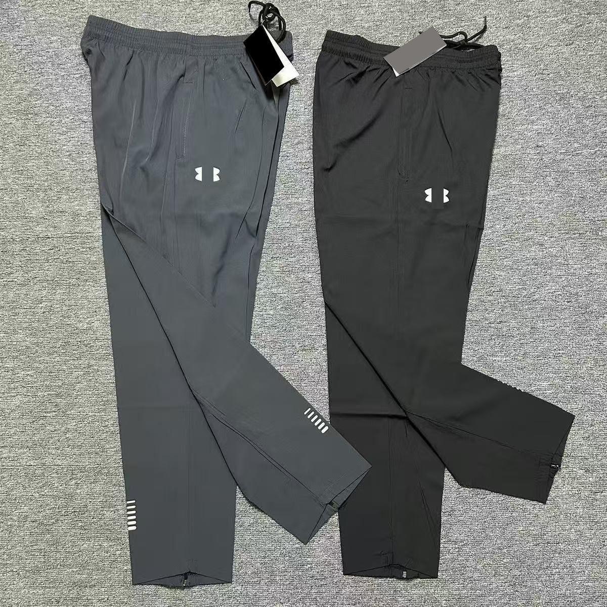 Summer UA quick-drying long pants for sports students, lightweight fitness, track and field running, woven breathable side zipper sports pants