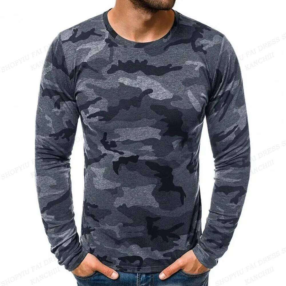 Camouflage T-Shirt For Men Fashion Long Sleeve T-Shirts Outdoors Tshirt Mens Clothing Camo Tops Tees Autumn Outdoor T Shirt