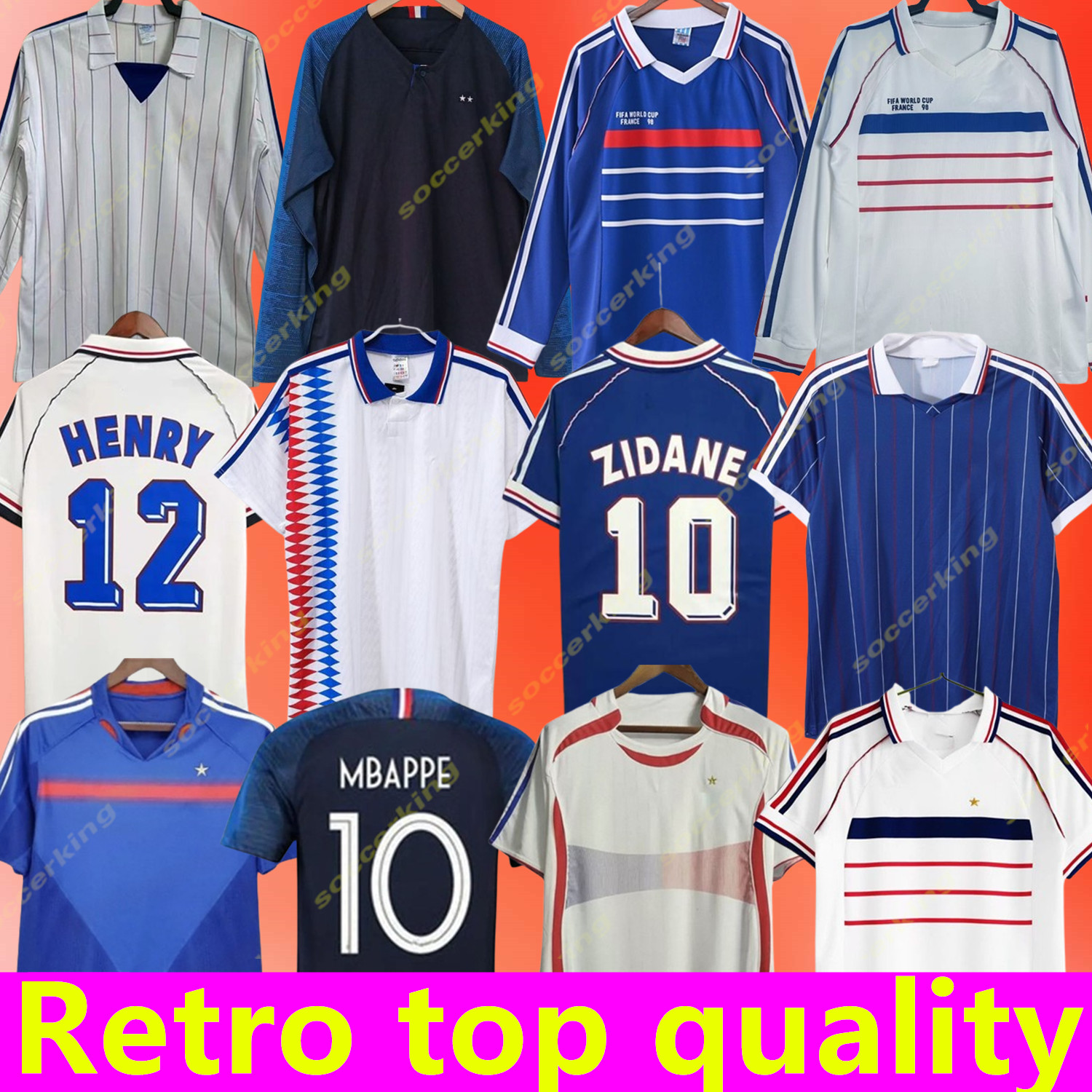 1998 French Club retro soccer jerseys 1982 84 86 88 90 96 98 00 02 06 18 MBAPPE ZIDANE HENRY MAILLOT DE FOOT football shirt REZEGUET DESAILLY Classic Vintage kit Francia