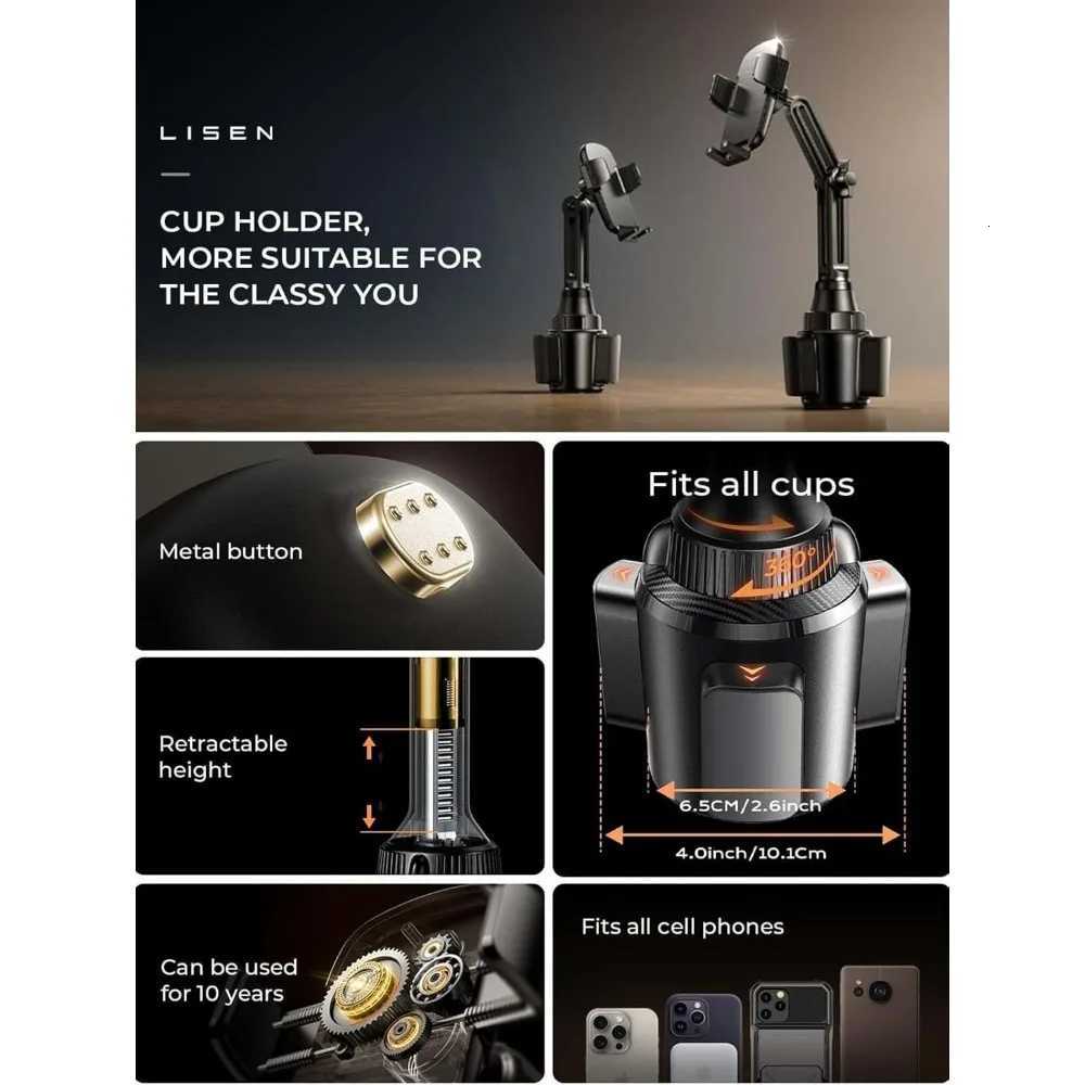 Upgraded Cup Phone Holder 360 Adjustable Fits all 4-7 Phones in Cars golf Carts Cradles Universal Car MountCar Holder K260307
