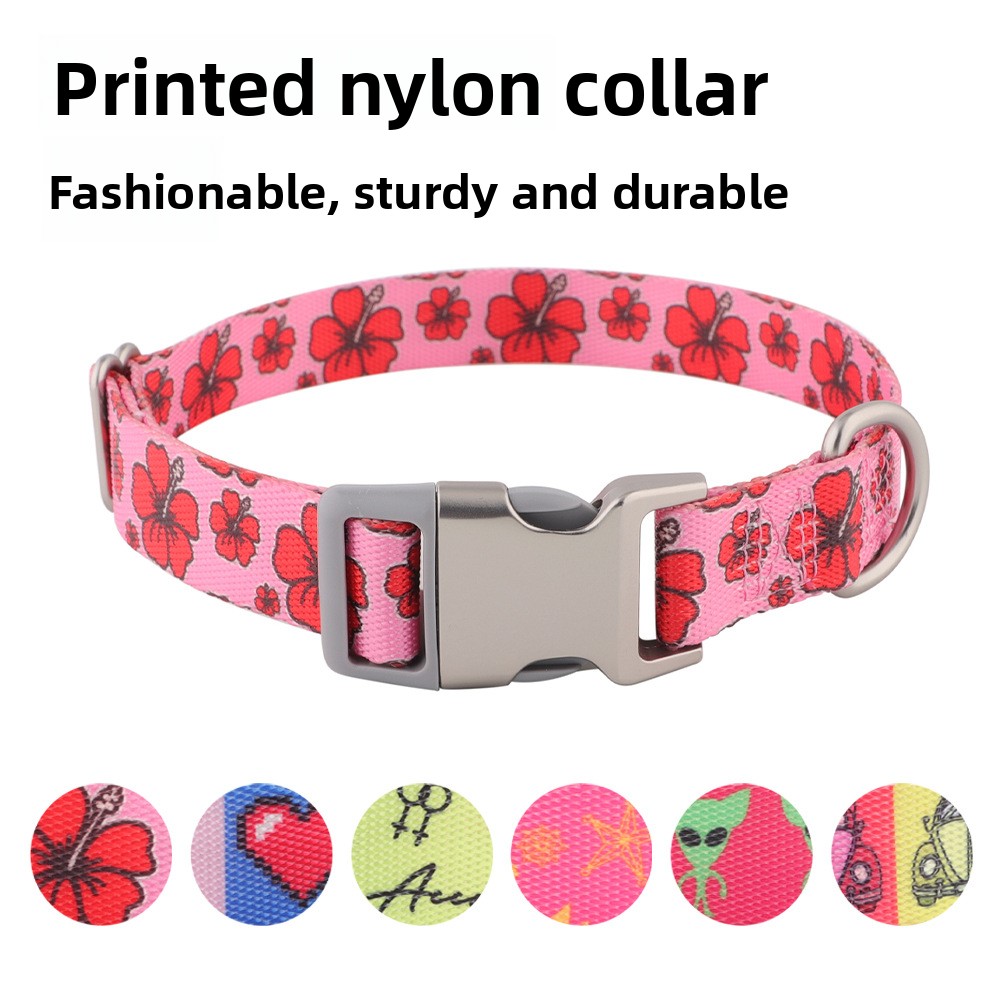 Adjustable Heat Transfer Printed Pet Collar for Large Medium Dogs Alaskan Dog Necklace for Walking
