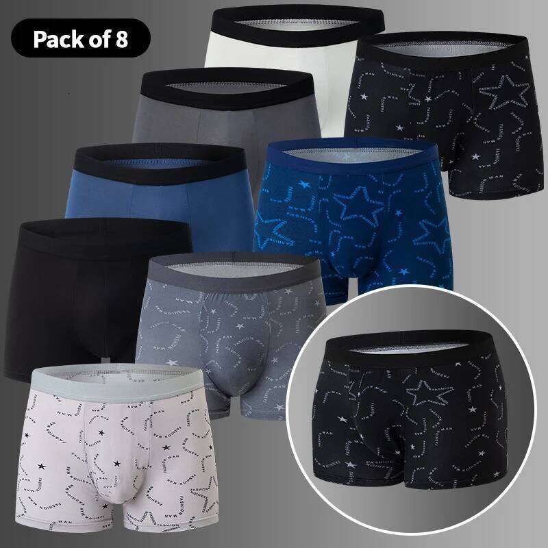 8 Pack European American Size MEN'S FASHION Printed Underwear Comfortable and Breathable 45-120kg Fat Men Can Wear Shorts. X251225