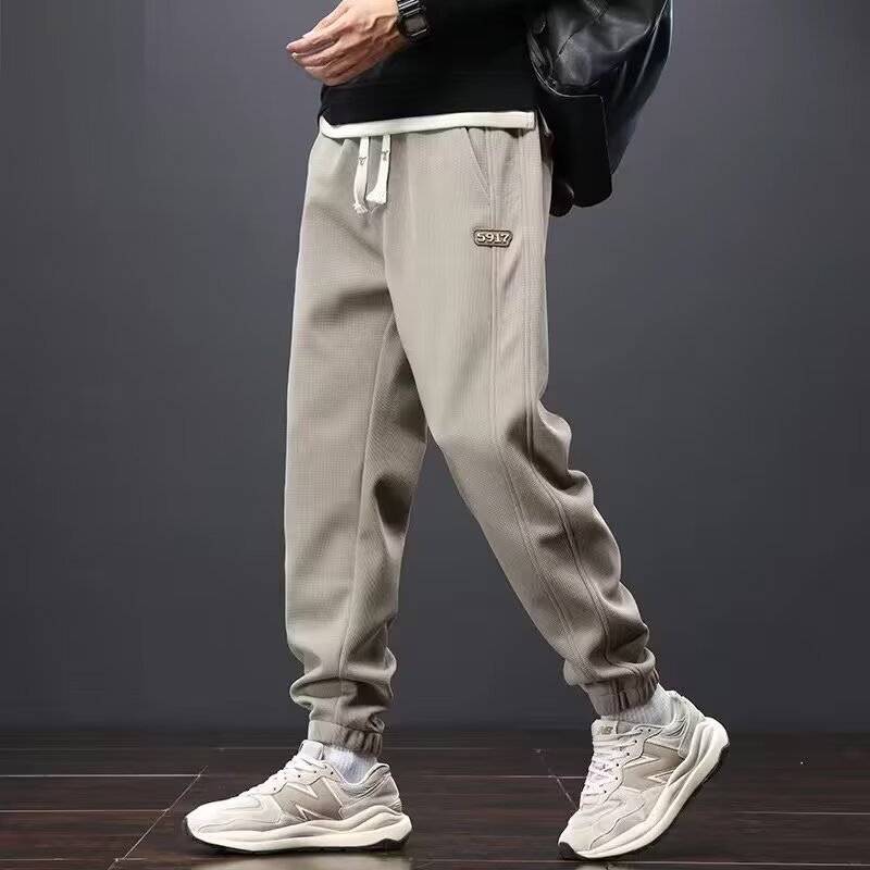 2026 Spring & Autumn New Loose-Fit Cuffed Athletic Sweatpants for Men | Winter & Fall Fleece-Lined Workwear Casual Pants