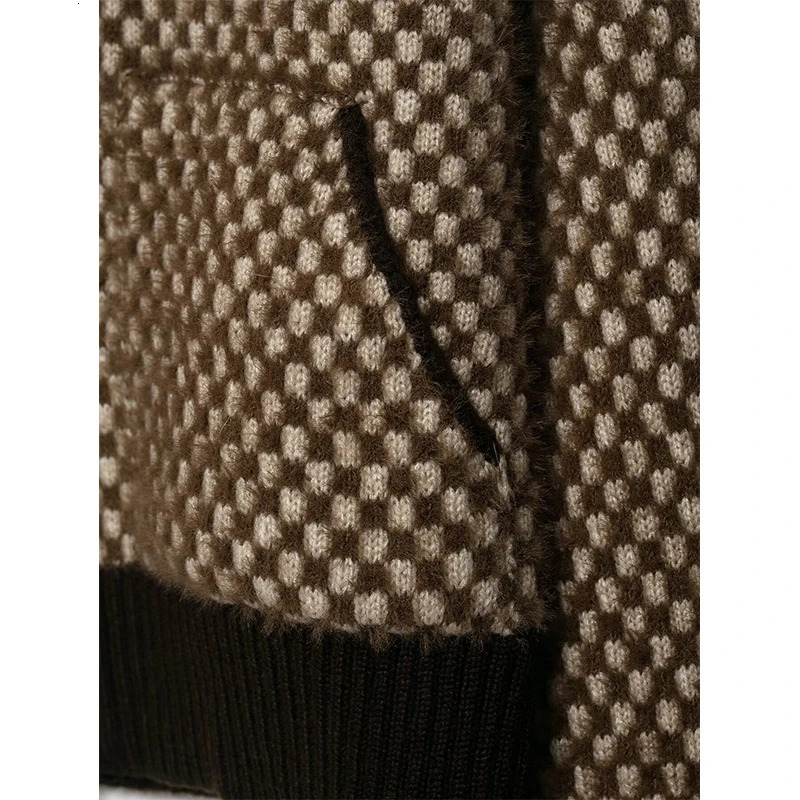 Womens Spliced knit Short Jackets Autumn Winter Stand Collar Long Sleeve Coats Streetwear Female Outerwear Chic Tops 251225