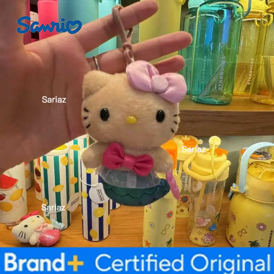 Sanrio American Version of The Hello Kitty Black Skin Mermaid Doll Hanging Keychain Cartoon Kitty Cat Bag Accessories Keychains H251225