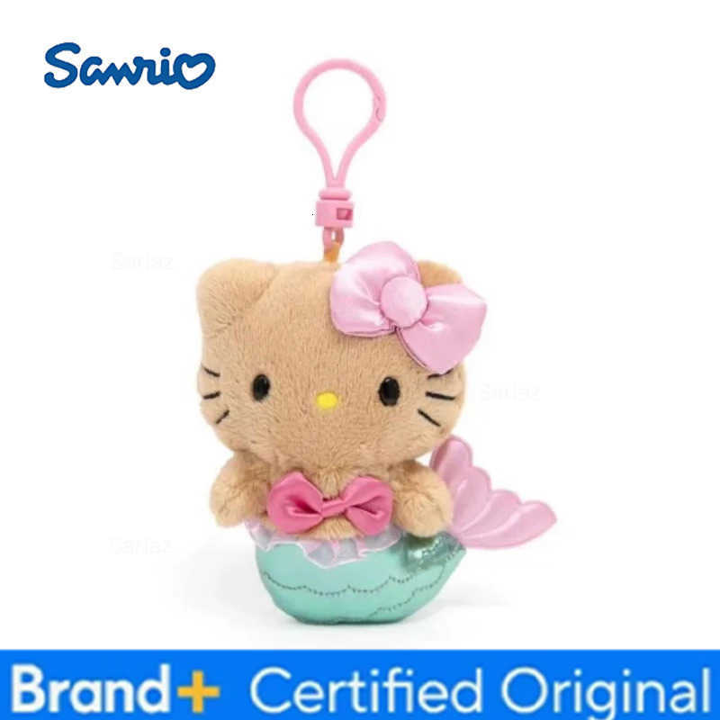 Sanrio Anime Black Leather Hellokitty Plush Doll Pendant Mermaid Hawaiian Series KT Keychain Gift Plush Doll Storage Bag Pendant gift H251225