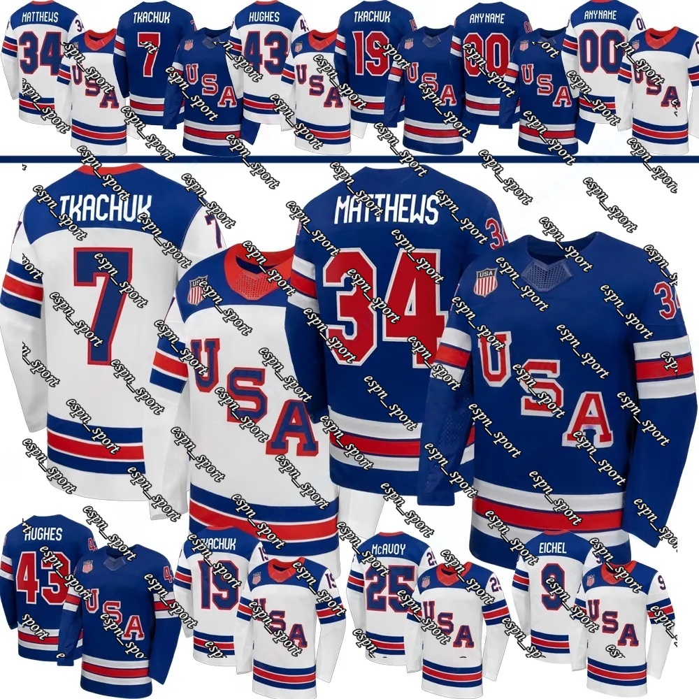 Team USA 2026 Olympices Hockey Jersey 34 AustonS MatthewsS 43 Quinn Hughes Jack Eichel Charlie McAvoy JT Miller Matthew Tkachuk Cole Caufield Clayton Keller Jerseys