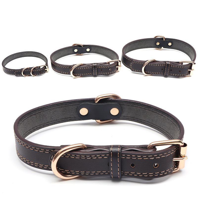 Adjustable PU Leather Dog Collar with Thick Soft Padding and Metal Buckle Safe Non-toxic Pet Collar