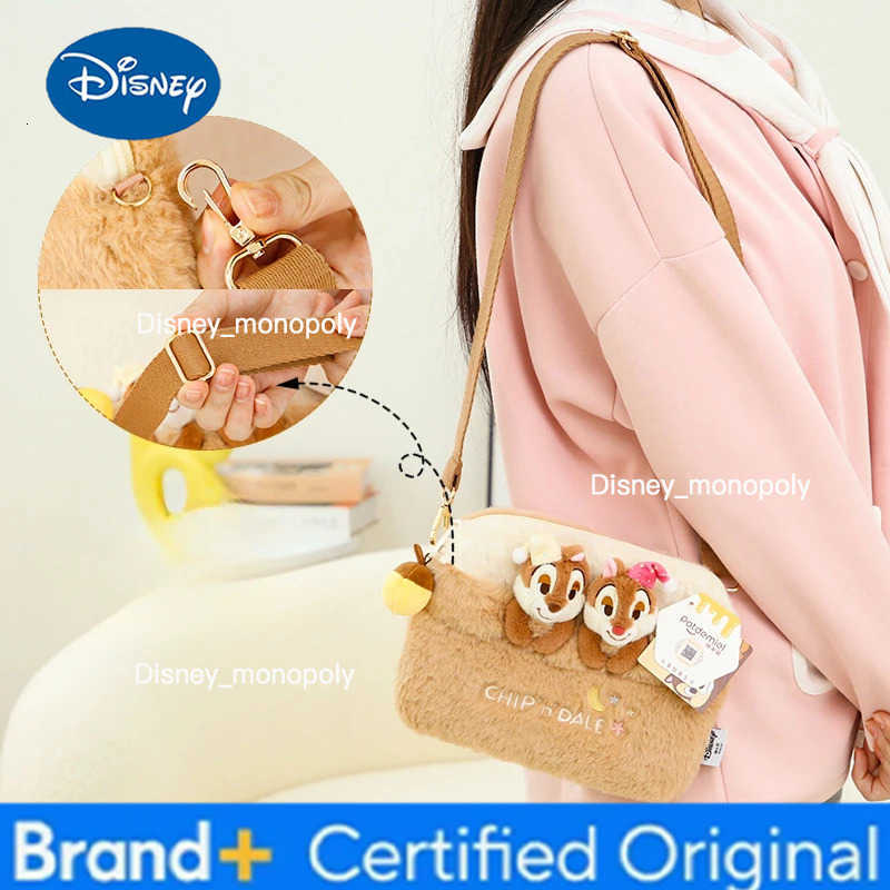 Disney Plush Crossbody Bag Cartoon Chip Dale Large Capacity Student Casual Handbag Girls Holiday Gifts Commuting H2512251