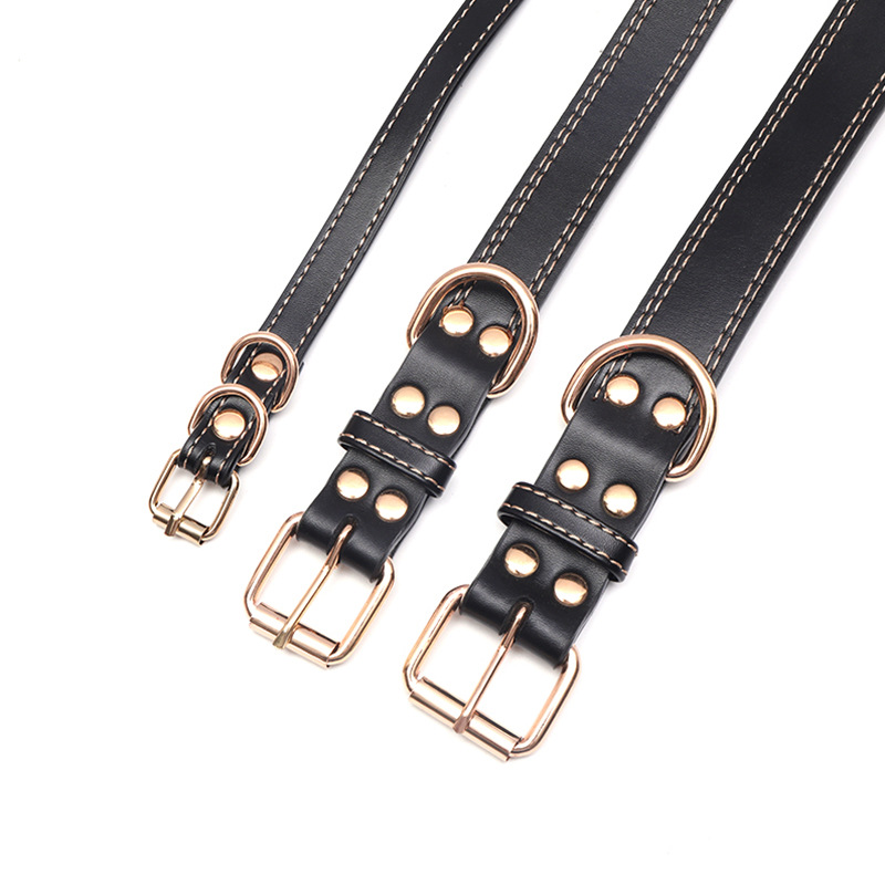Adjustable PU Leather Dog Collar with Thick Soft Padding and Metal Buckle Safe Non-toxic Pet Collar