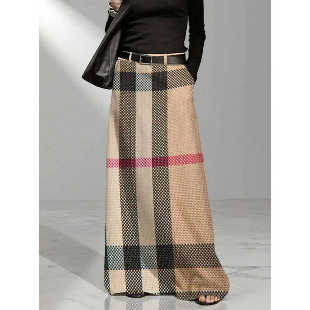 Designer Clothes Plaid Skirts For Women Printed Skirt Casual Khaki High Waisted Loose Spring Summer Fashion Bottoms Female Clothing Hot Selling