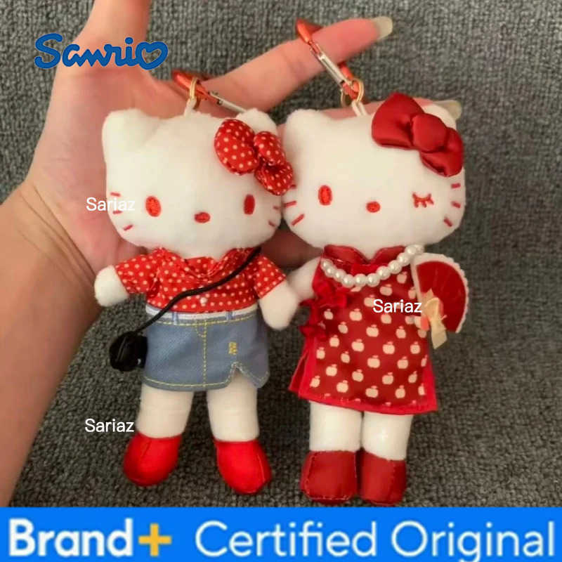 Sanrio Hello Kitty Soft Stuffed Doll Pendant Long Leg fashion Kitty Plush Toy Keychain cute Heart Shaped Buckle Decoration gift H251225