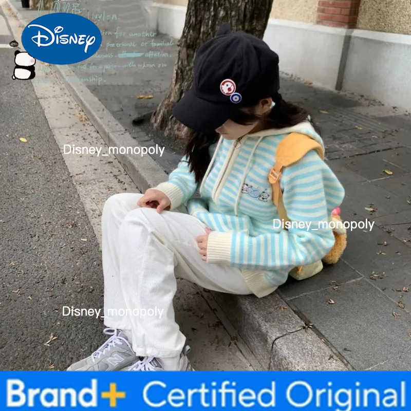 Disney Sweet Hoodie Y2k Aesthetic Cartoon Embroidery Hooded Cardigans Casual Pink Kawaii Stripe Top Women Japanese Loose Zipper Sweater H251225