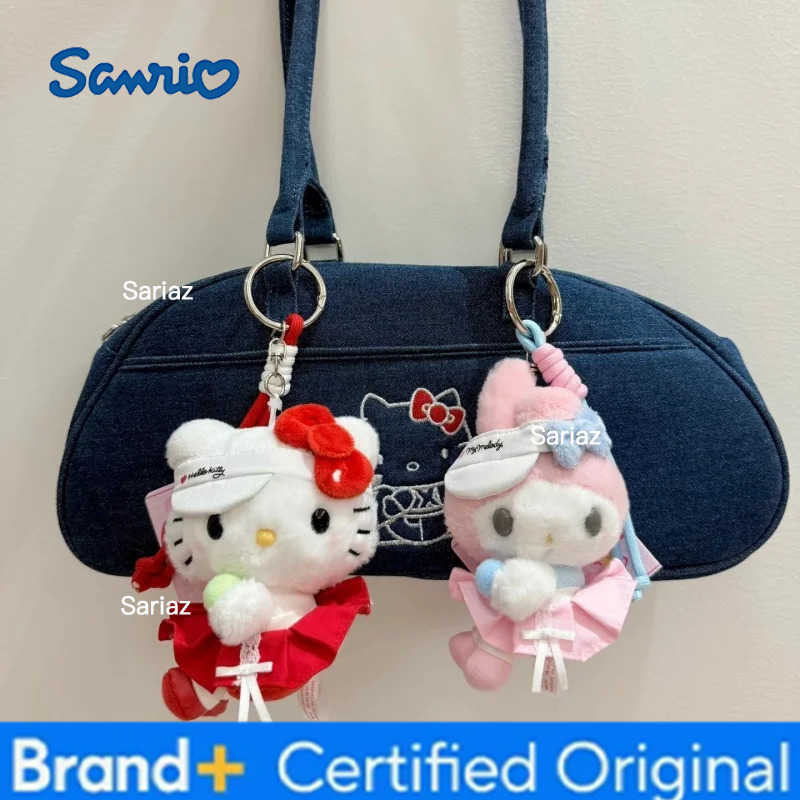 Sanrio New Tennis School uniform series My Melody Cinnamoroll Hello kitty Kuromi Plush Keychain Kawaii Anime Stuffed Bag Pendant H251225