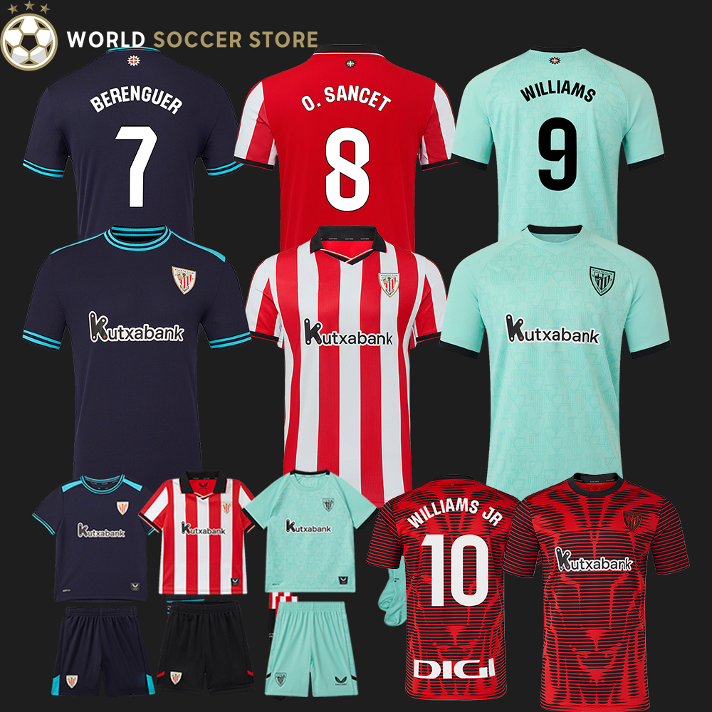 camiseta de Athletic Bilbao 25 26 Soccer Jerseys GURUZETA BERENGUER 2025 2026 Athleticses WILLIAMS JR Football shirt camiseta Sancet third UNAI Black kits 88