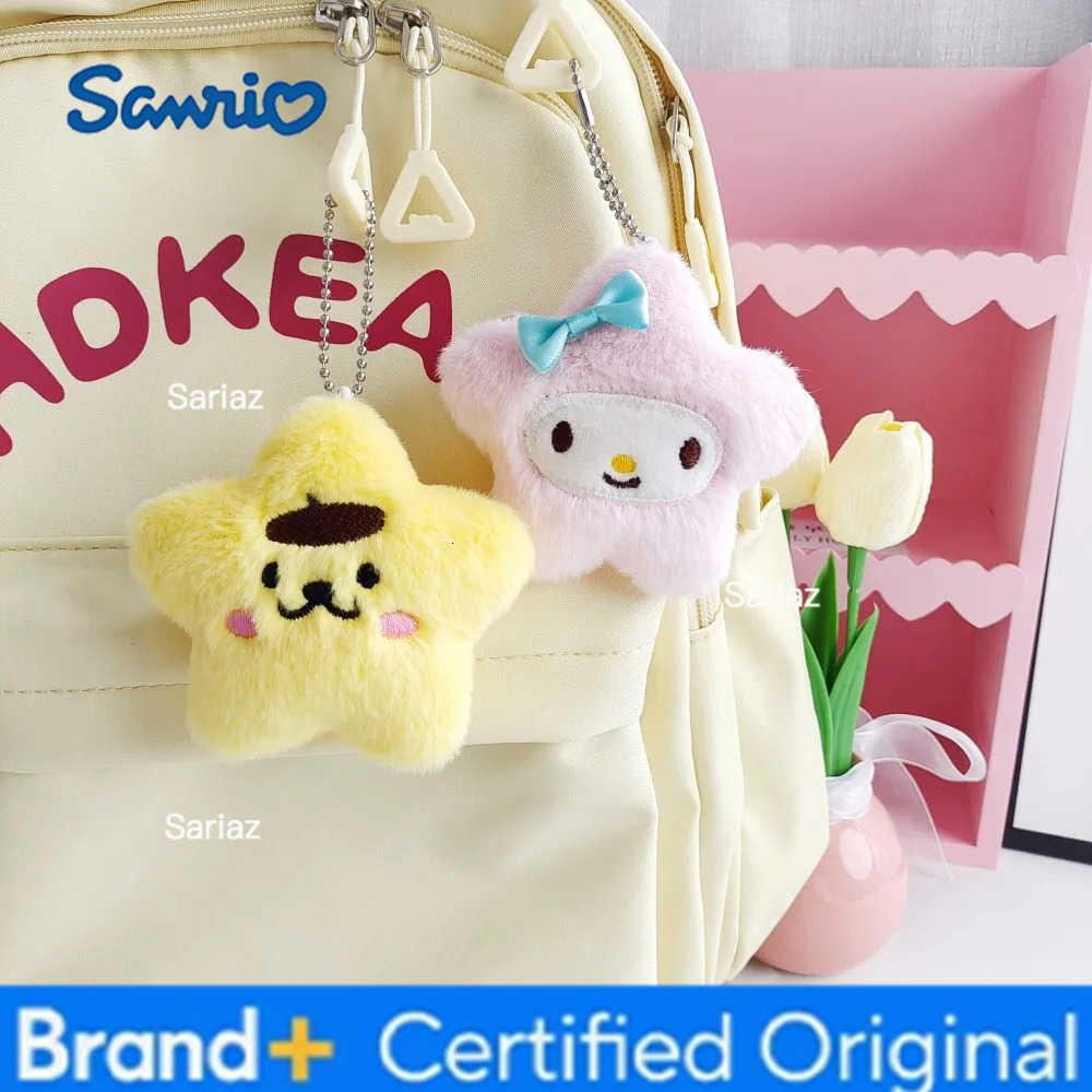 Sanrio Stuffed Hanging Keychain Hello Kitty Kuromi Cinnamoroll Star Cute Cartoon Doll Bag Accessories Ornament Keychains Gifts H251225