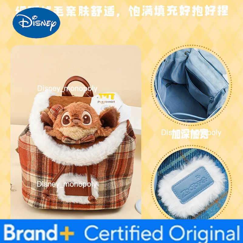 Disney New In Stock Zootopia Peripheral Plush Backpack Doll 3D Cartoon Cute High Quality Fashion Casual Bag Birthday Present For Friend H251225
