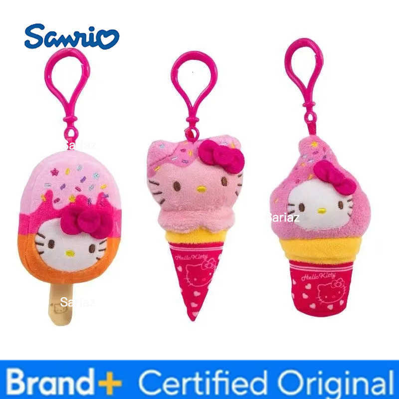 Sanrio Summer Ice Cream Series Hello kitty Stuffed Plush Toy Pendant cream kitty bag Accessories Kawaii cartoon Plush key ring H251225