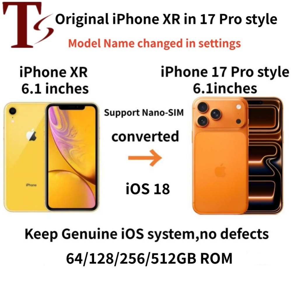 Genuine Apple iphone XR in iphone 14 pro style phone 4G LTE Unlocked coming with 14 pro box sealed 3G RAM 256GB ROM OLED smartphone with battery 100% life iOS system