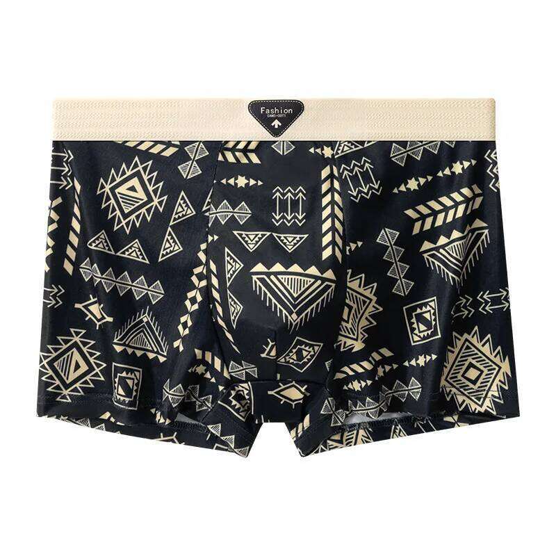 4Pcs Boxer Shorts Men's Underwear Ice Silk Underpants Sexy Panties Printed Boyshort Breathable Elastic Lingerie Plus Size L-4XL X251225