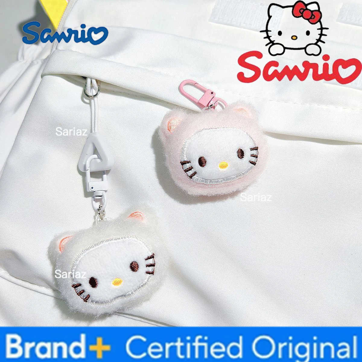 Sanrio Kawaii Hello Kitty Embroidered Plush Doll Keychain Sweet Girl Cute KTM Backpack Pendant Keyring Decoration Holiday Gifts H251225