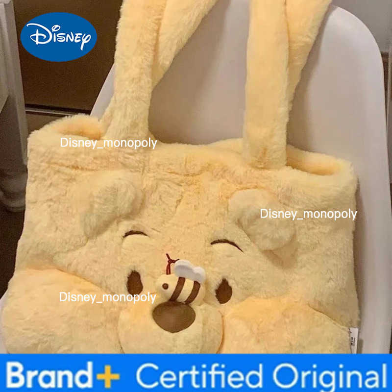 Disney 2025 New Autumn and Winter Large-capacity One-shoulder Tote Bag Winnie Bear Plush Bag Student Commuter Handbag H251225