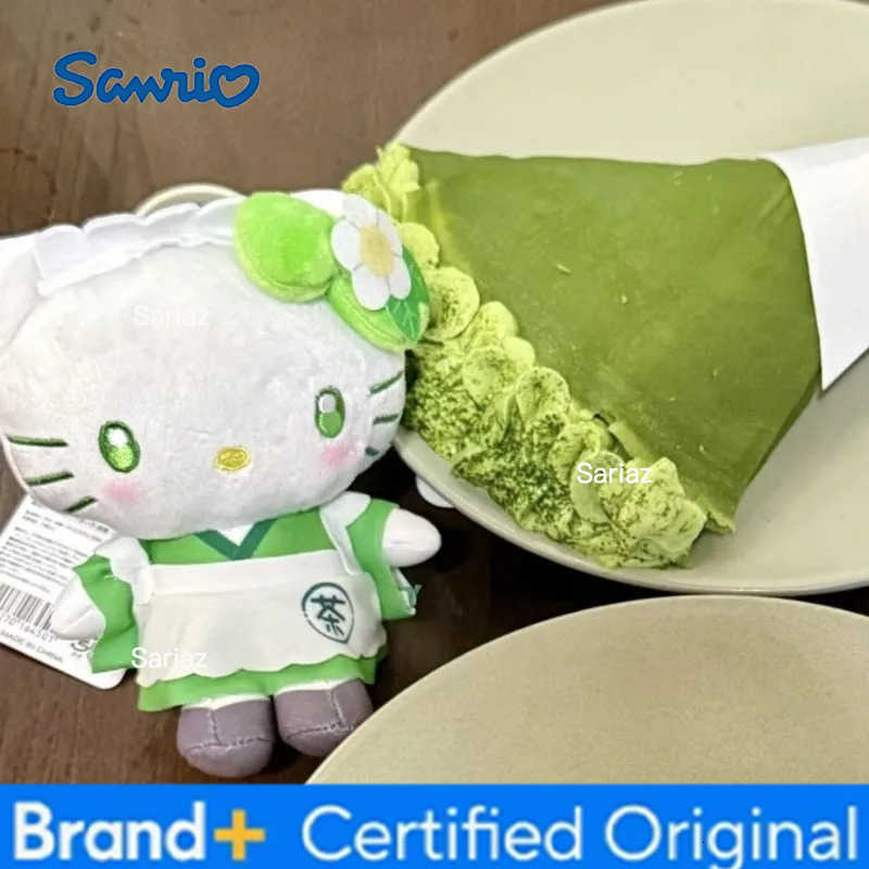 Sanrio 12CM Matcha tea Maid Series Kitty cat Melody mint green Plush doll Pendant Kawaii Japanese Matcha Cartoon Keychain Gift H251225