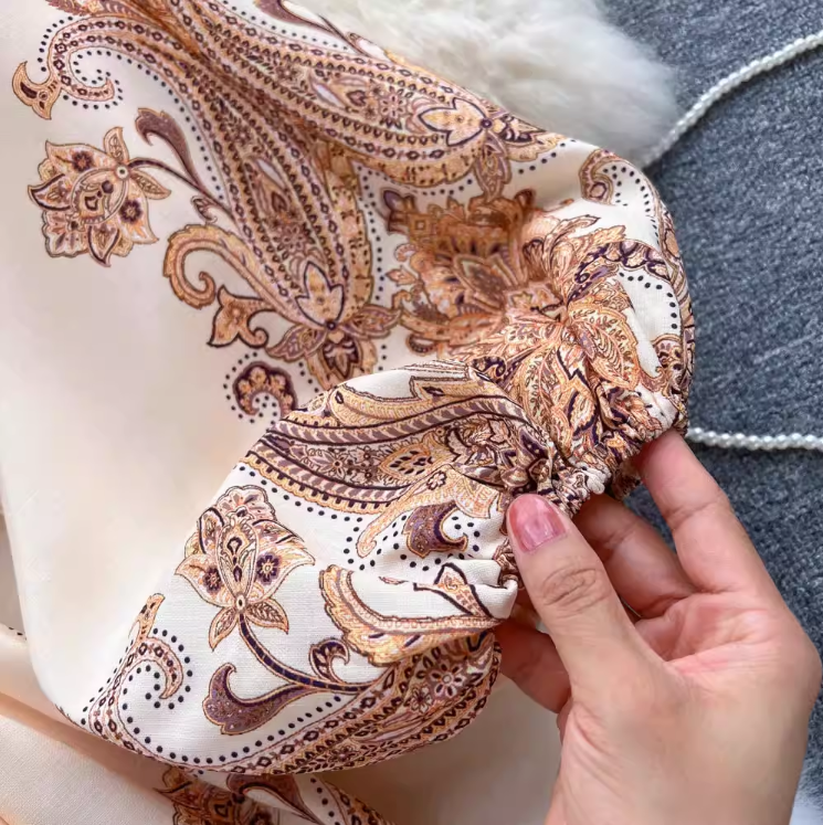 Basic Casual Dresses AELEWELL Women Dresses Spring Runway Fashion Paisley Print Vintage Dress V Neck Long Lantern Sleeve Belted Mini Dress