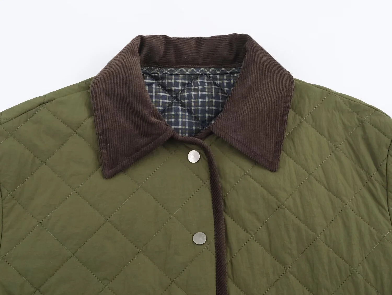 Winter Womens Casual Fashion Corduroy Quilted Nylon Lazy Style TurnDown Collar Long Sleeve Short Cotton Jacket 251225