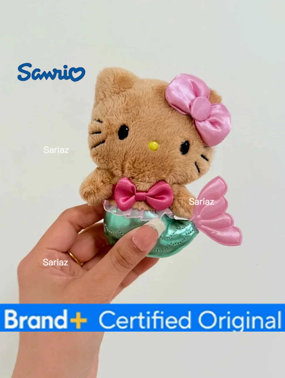 Sanrio Anime Black Leather Hellokitty Plush Doll Pendant Mermaid Hawaiian Series KT Keychain Gift Plush Doll Storage Bag Pendant gift H251225