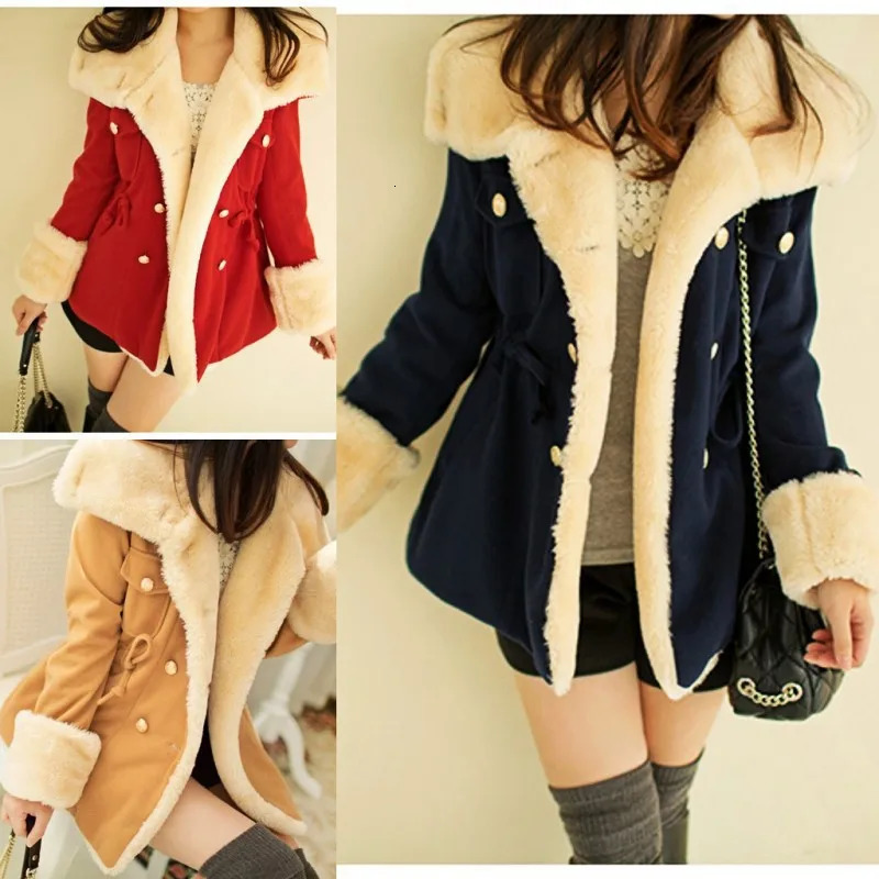 Autumn And Winter Jackets For Women Casual Solid Slim Thick Double Breasted College Wind Female Cotton 251225